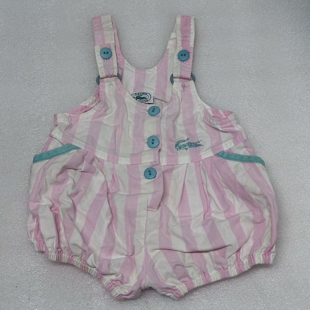 Lacoste Vintage Baby Girl's Colorful Pink Patterned Bubble Romper 12 Months